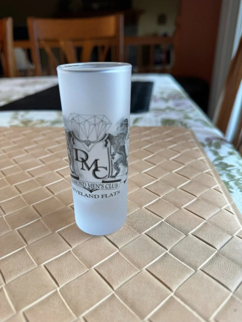 Vintage DMC Diamond Men's Club Cleveland Flats Tall Frosted Shot Glass